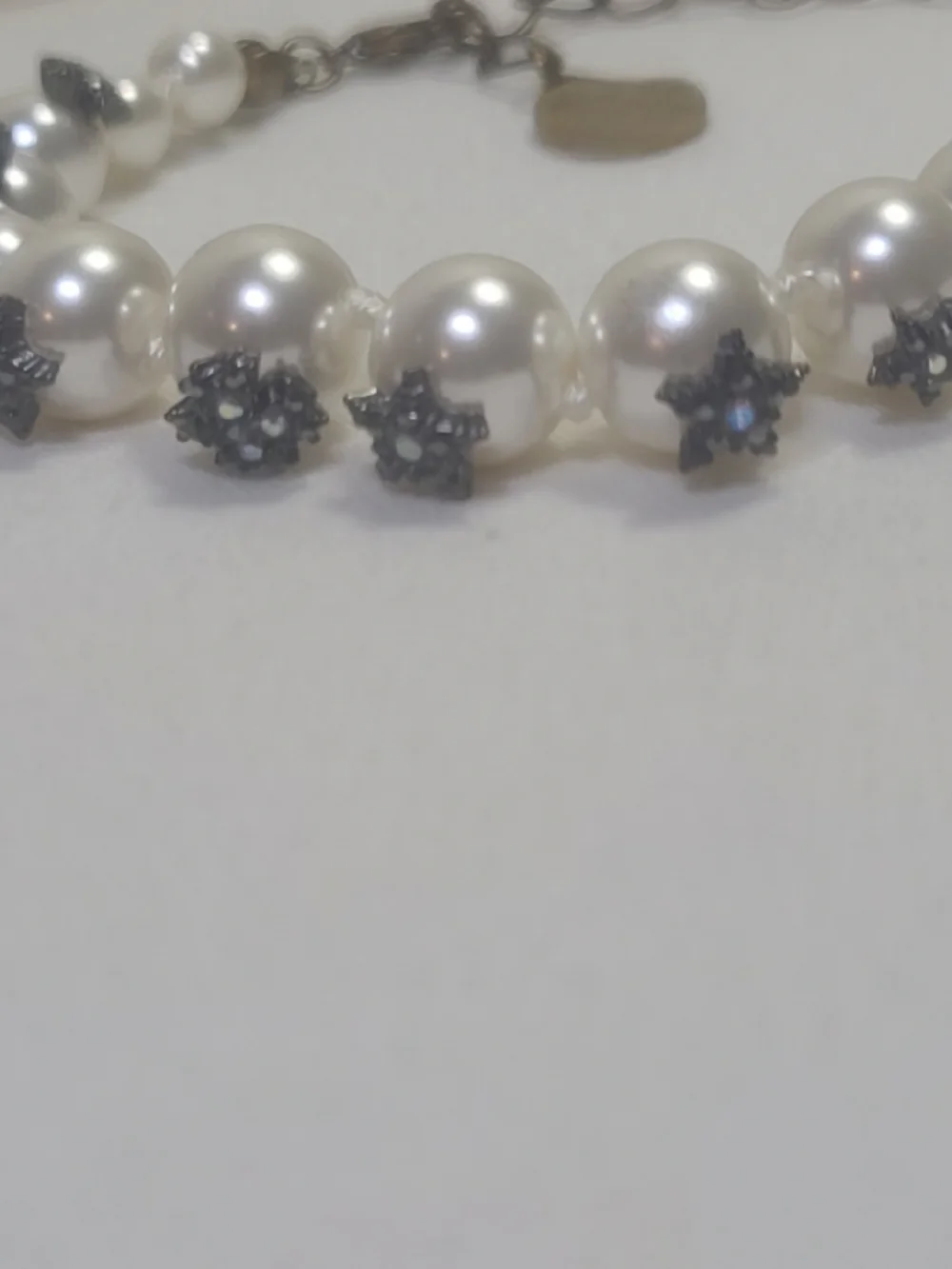 Faux Pearl Designer Star Burst Rhinestones Bracelet